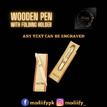 NAME ENGRAVED WOODEN PEN WITH HOLDER