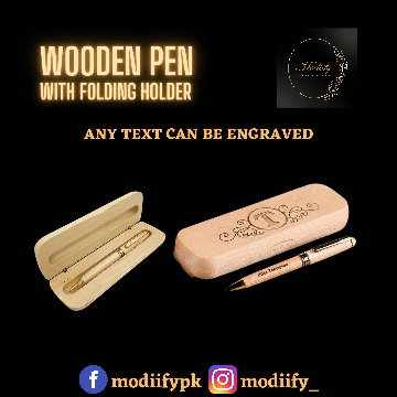 WOODEN PEN WITH NAME/PICTURE ENGRAVED HOLDER