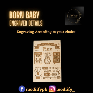 BORN BABY DETAILS ENGRAVED WOODEN PLAQUES