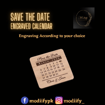 WOODEN SAVE THE DATE ENGRAVED CALENDAR