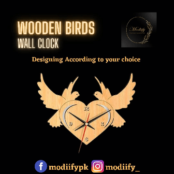 WOODEN BIRDS SHAPE WALL CLOCK