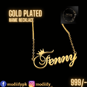 CROWN GOLD PLATED NAME NECKLACE